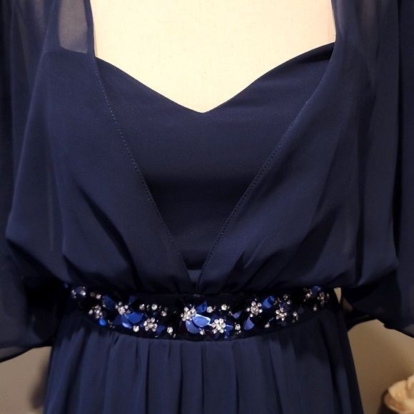 ASOS Fun & Flirty Navy Sheer Open Back Dress Size 4 - Picture 2 of 8